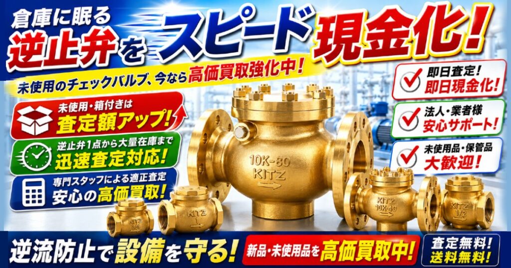 工業用・給水用チェックバルブを全国対応で買取