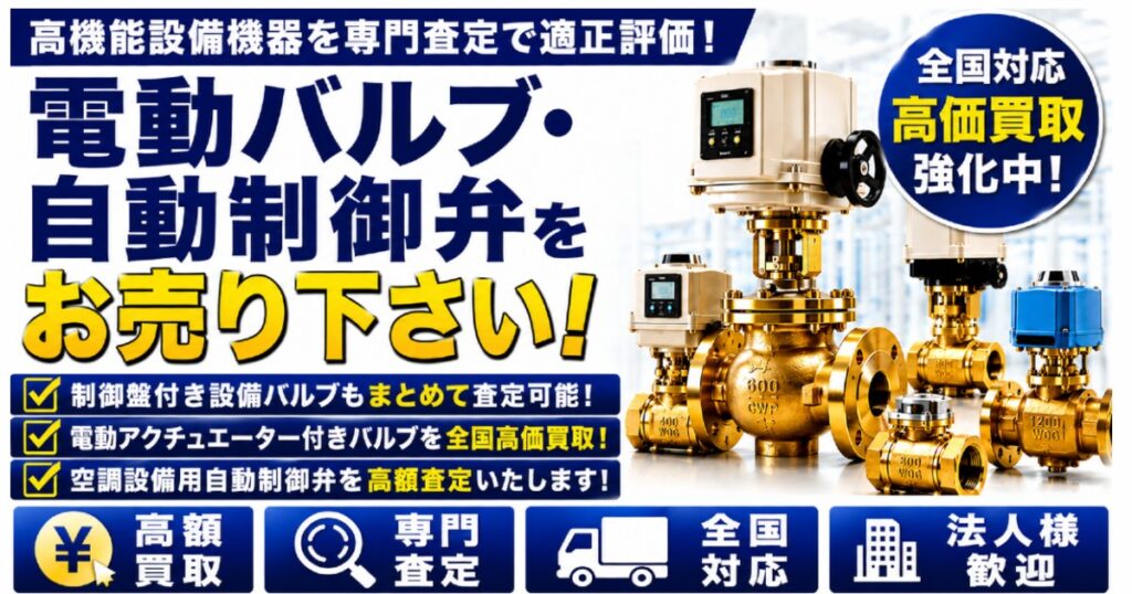 制御盤付き設備バルブもまとめて査定可能
