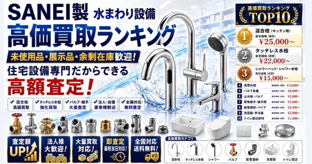 SANEI製 水まわり設備・水栓金具 高価買取ランキング