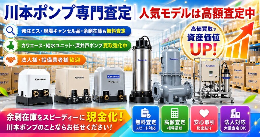 カワエースシリーズや給水ユニットの買取対象製品一覧