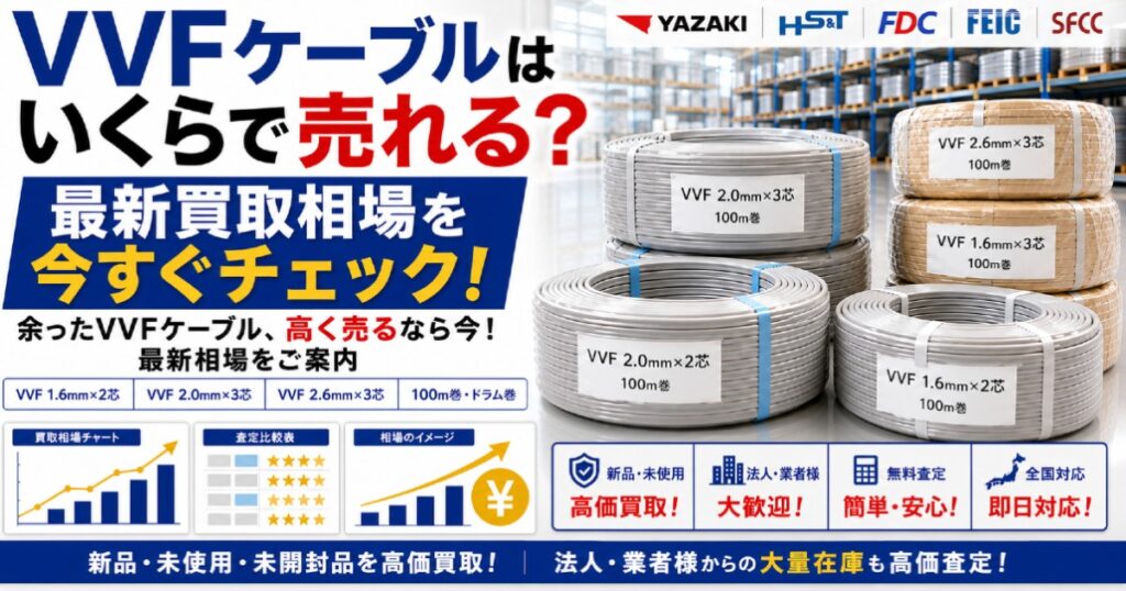 法人・電気工事業者様必見！VVFケーブルの買取相場をチェック