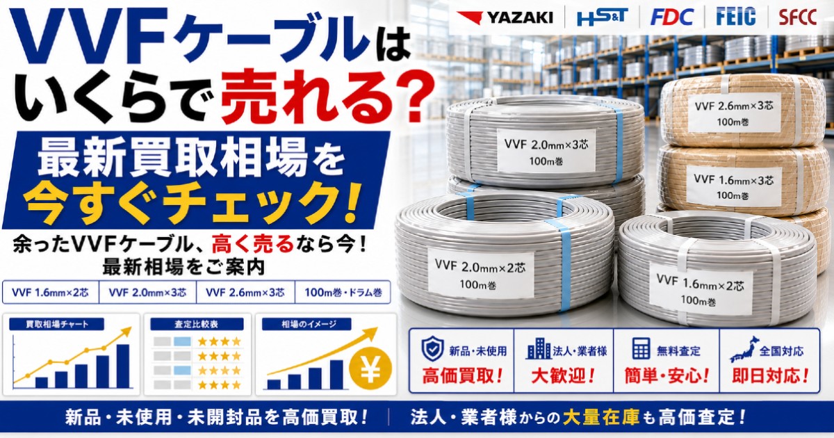 法人・電気工事業者様必見！VVFケーブルの買取相場をチェック